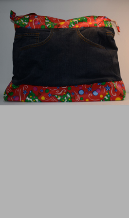 JEANS BAG WITH PRINTED COTTON CLOTH
