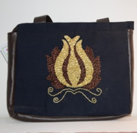 LEATHER & JEANS BAG WITH KHAMAK WORK